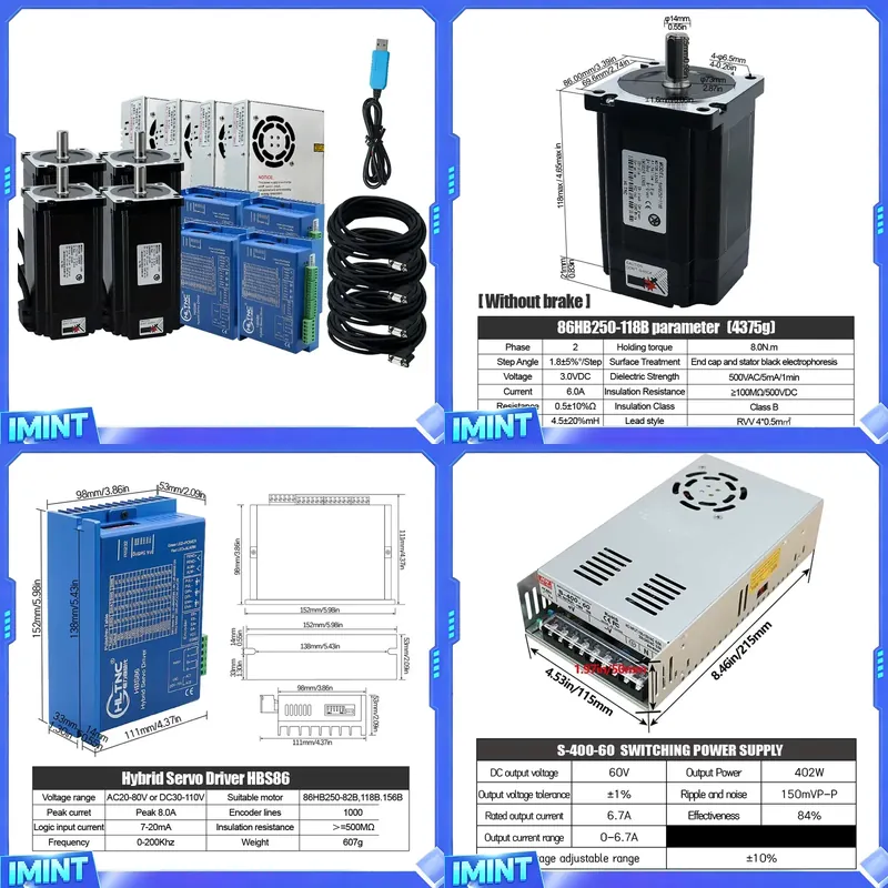 Hybrid Servo Driver Nema 34 8.5Nm - Комплект 4-осевых шаговых двигателей Nema 34