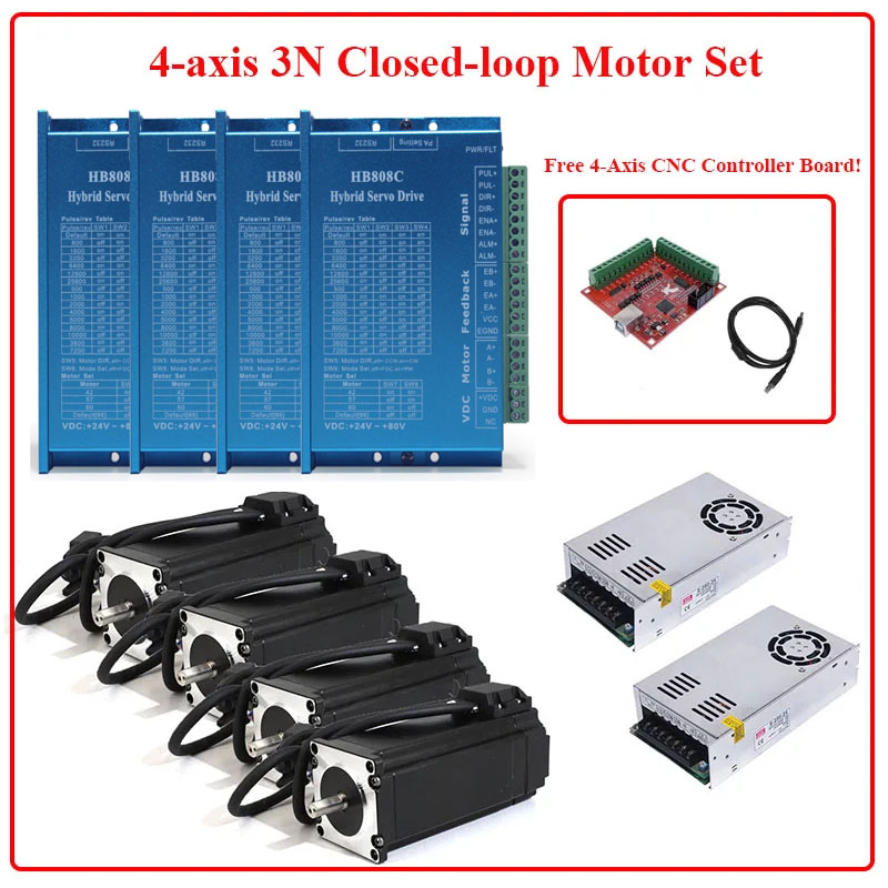 Nema 23 Closed Loop Stepper Motor Driver Kit - 4-осевой шаговый двигатель Nema 23 с
