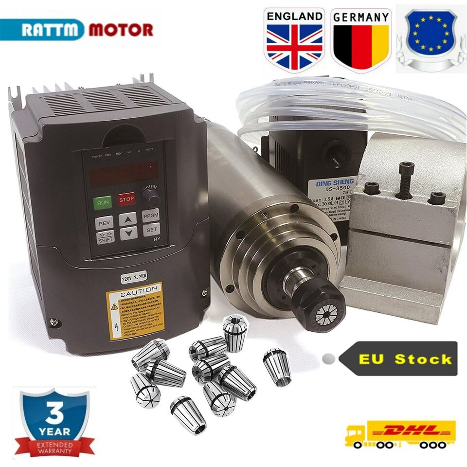 2.2Kw Water Cooled Spindle Kit Vfd - Комплект двигателя шпинделя с водяным охлаждением,