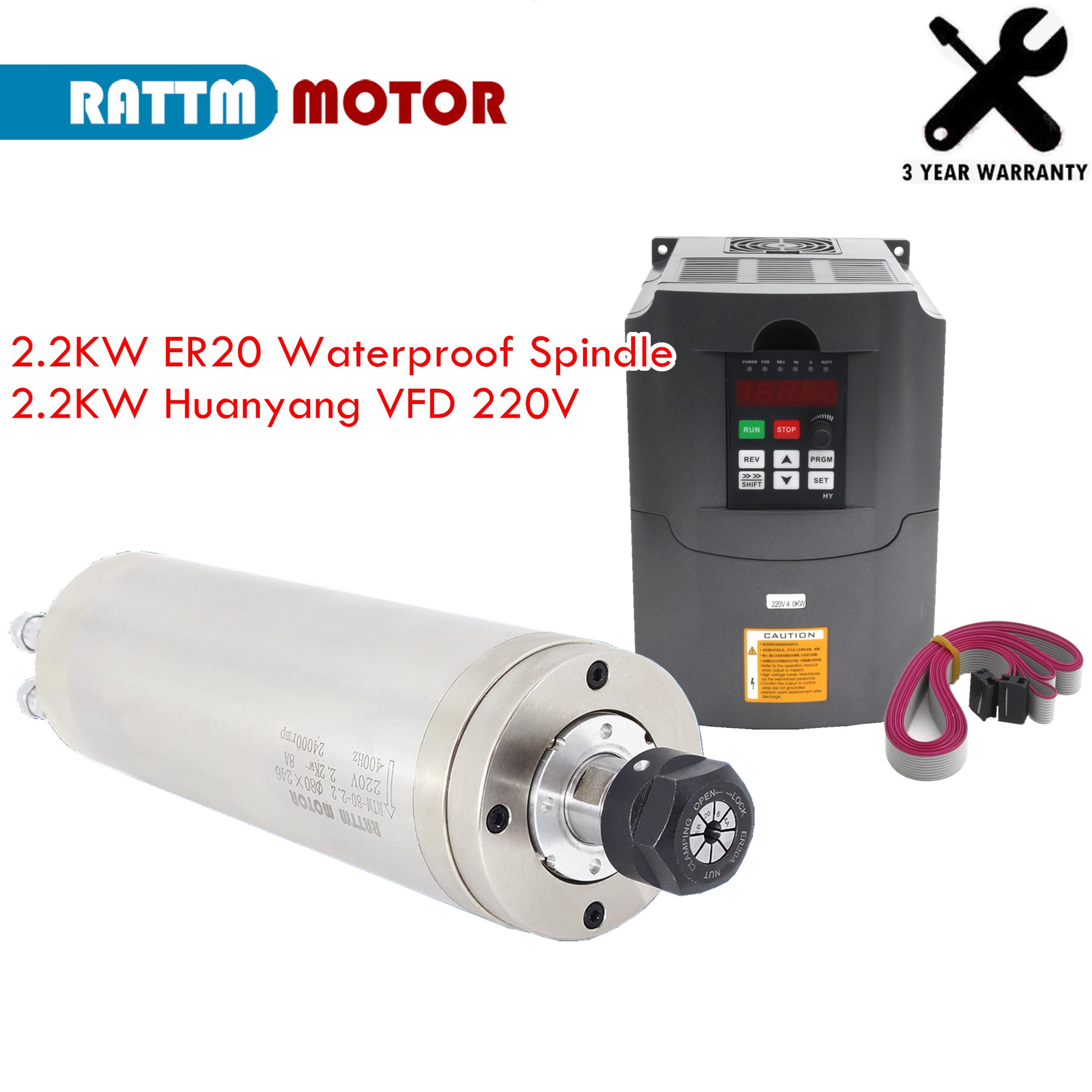 2.2Kw Water Cooled Spindle Kit Vfd - Водонепроницаемый комплект шпиндельного двигателя с ЧПУ