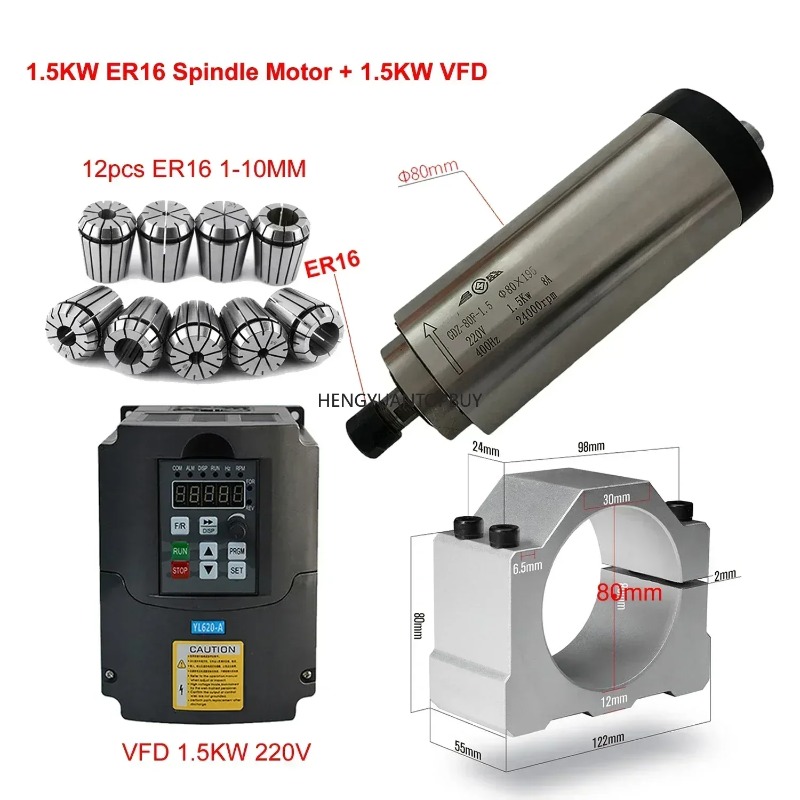 Er20 Collet Chuck Spindle Motor 220V - Комплект шпиндельного двигателя с воздушным охлаждением