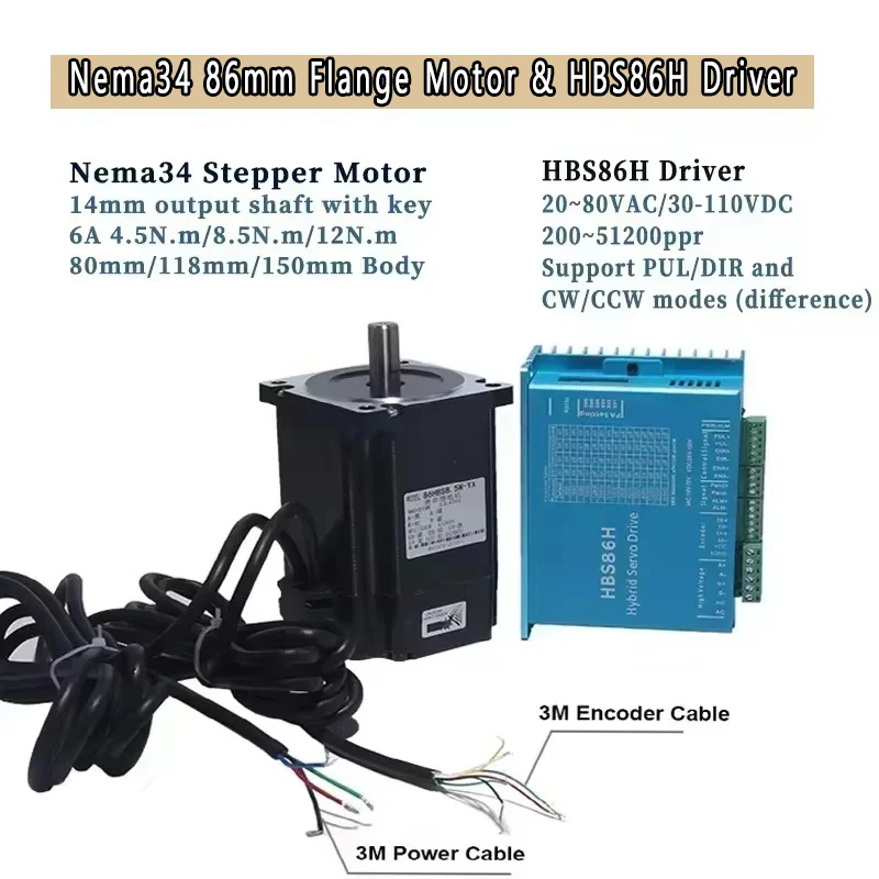 Nema34 86 мм комплект шагового – обзор и цена Hybrid Servo Driver Nema 34 8.5Nm